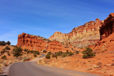 Road through Capitol Reef National Parkの写真素材