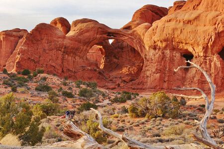 Stunning Double Arch in Arches National Park in eastern Utah in the United States.の写真素材