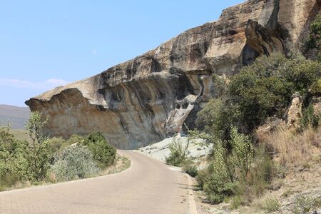 Fantastic rock formations at Drakensberg Mountainsの写真素材