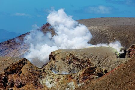Volcanic Activity at a Crater along Tongariro Crossingの写真素材