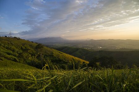 Amazing Dawn, Morning sunrise viewed from the hill, Beautiful landscape.の写真素材
