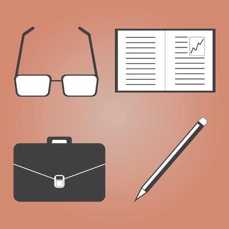 Business  and Office Icons with Brown Backgroundのイラスト素材
