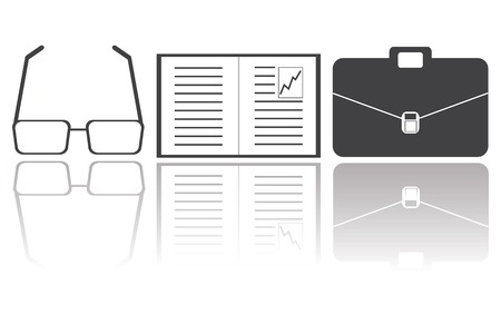 Simple business and finance concept icons, black whiteのイラスト素材