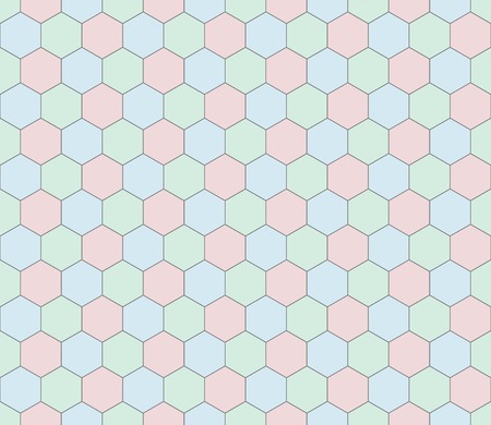 Retro geometric hexagon seamless pattern colourful red green blueのイラスト素材