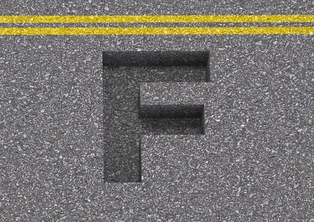 3D RENDER ASPHALT FONT ILLUSTRATIONの写真素材