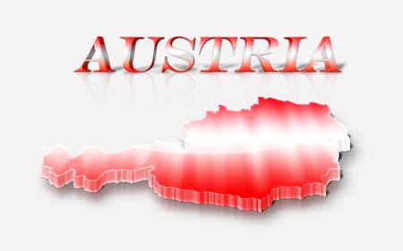 Three dimensional map of Austria   in Austrian flag colorsの写真素材