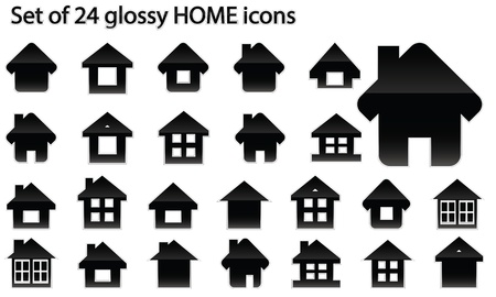Set of 24 glossy home iconsのイラスト素材