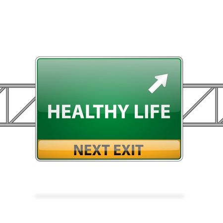 Healthy life concept with road sign showing a change のイラスト素材