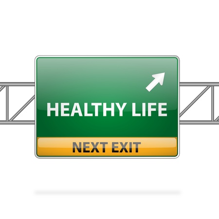 Healthy life concept with road sign showing a change