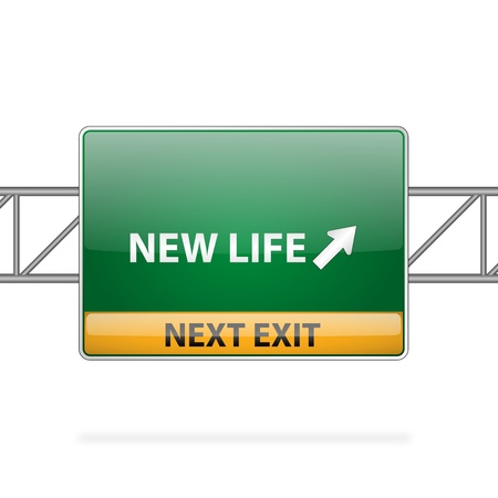 new life concept with road sign showing a change のイラスト素材