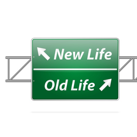 New life old life road sign on isolated background のイラスト素材