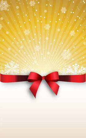 Greeting card with red bow and copy space  Vector illustrationのイラスト素材