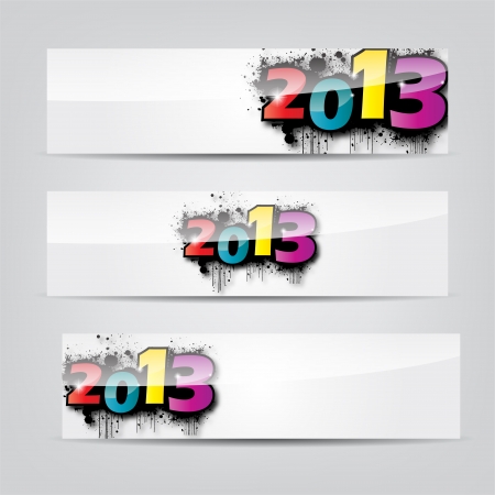 Set of abstract vector New Year headers, bannersのイラスト素材