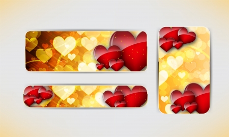 Set of three banners with red hearts  Valentine s Day   backgroundのイラスト素材