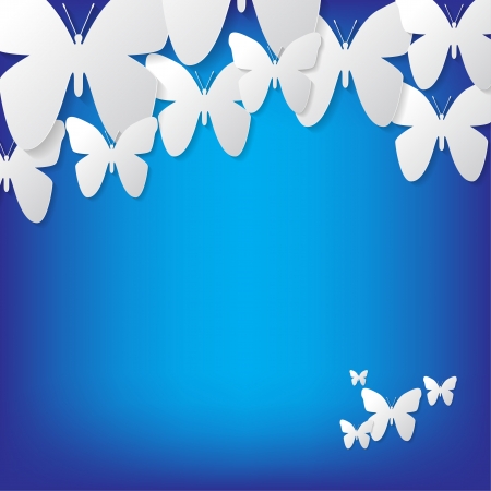 Illustration with butterflies on a blue backgroundのイラスト素材