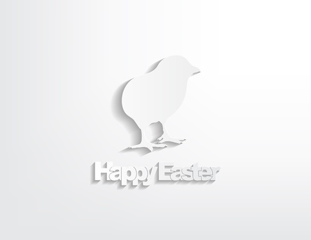 Happy Easter with a chicken sticker on a white background.のイラスト素材