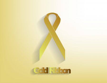 Gold awareness Ribbon on a glody background.のイラスト素材