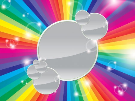 Bright multicolored background with space for text on a shiny grey circleのイラスト素材
