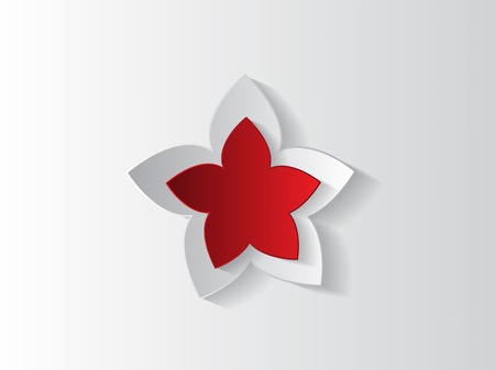 Abstract sticker background with red flower and space for text.のイラスト素材