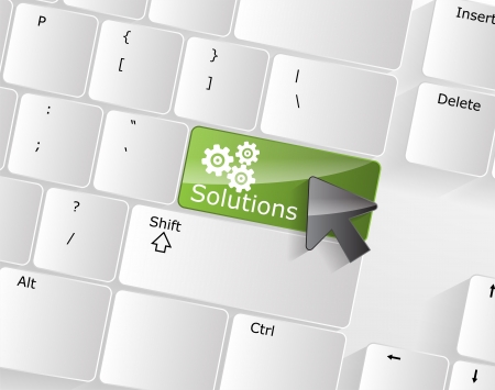 Computer Keyboard with solutions Key and a black arrow on it.のイラスト素材
