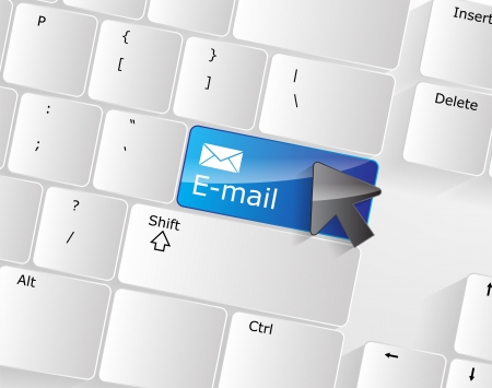 Computer keyboard - blue key E-mail, close-up with a mouse over のイラスト素材