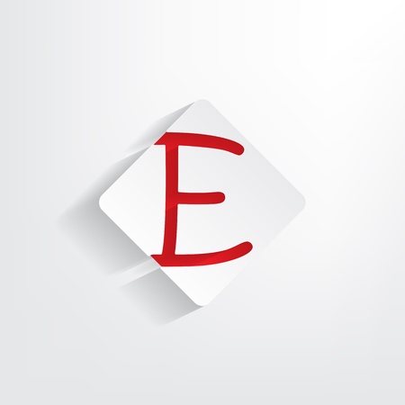 Letter E as a sticker with a red insertionのイラスト素材