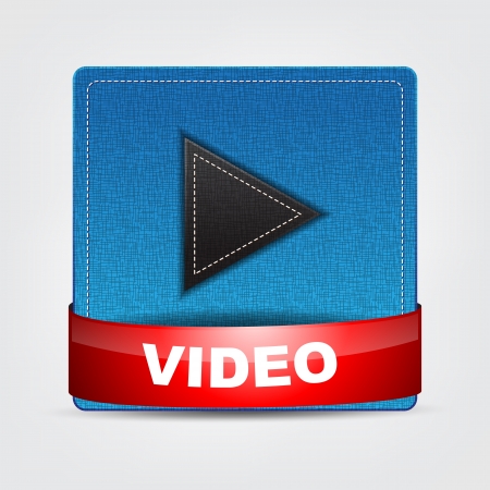 Blue Textile Video icon with a red bow.のイラスト素材