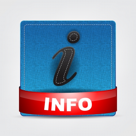 Blue Textile Info icon with a red bow.のイラスト素材