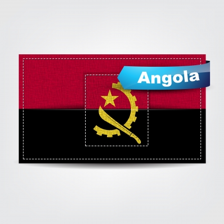 Fabric texture of the flag of Angola with a blue bow.のイラスト素材