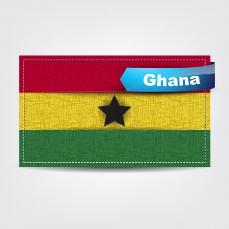 Fabric texture of the flag of Ghana with a blue bow.のイラスト素材
