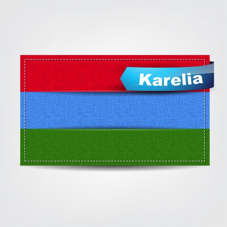 Fabric texture of the flag of Karelia with a blue bow.のイラスト素材