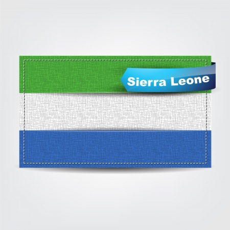 Fabric texture of the flag of Sierra Leone with a blue bow.のイラスト素材