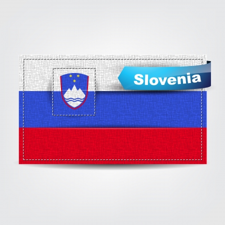 Fabric texture of the flag of Slovenia with a blue bow.のイラスト素材