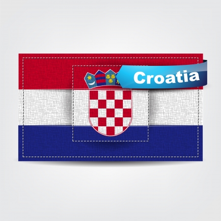Fabric texture of the flag of Croatia with a blue bow.のイラスト素材