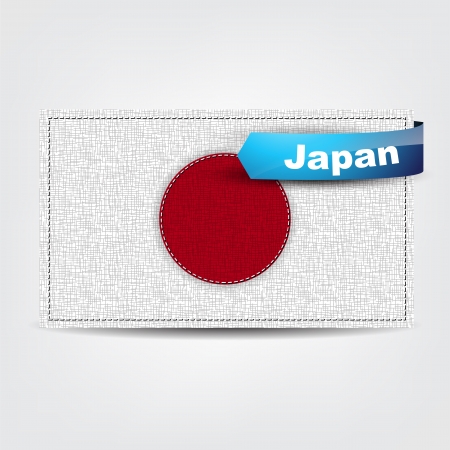 Fabric texture of the flag of Japan with a blue bow.のイラスト素材