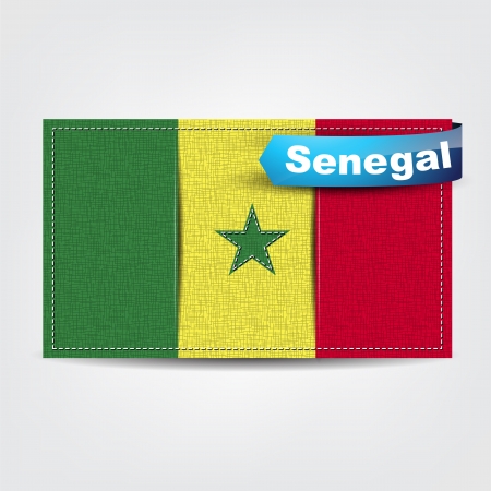 Fabric texture of the flag of Senegal with a blue bow.のイラスト素材