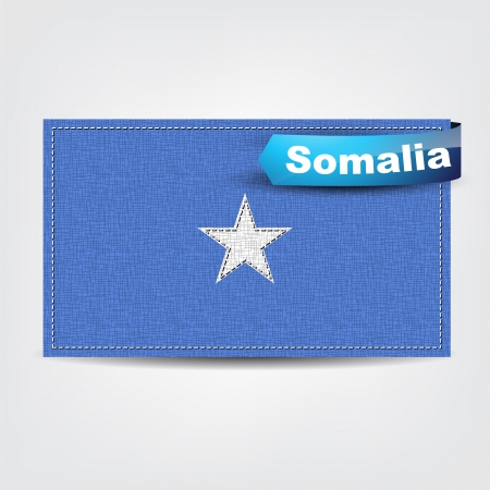 Fabric texture of the flag of Somalia with a blue bow.のイラスト素材