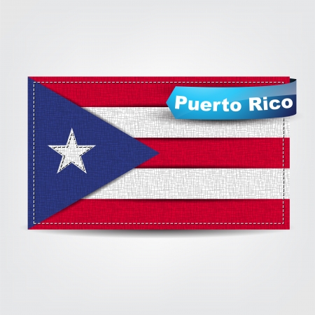 Fabric texture of the flag of Puerto Rico with a blue bow.のイラスト素材