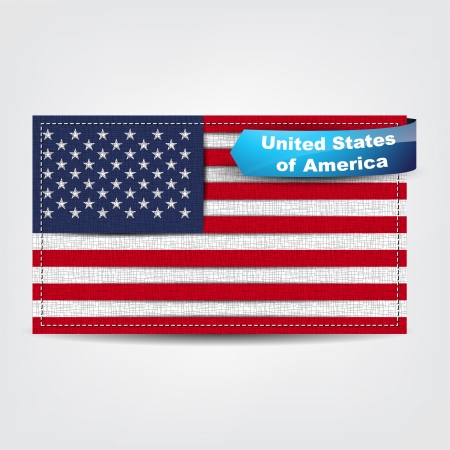 Fabric texture of the flag of United Stated of America with a blue bow.のイラスト素材