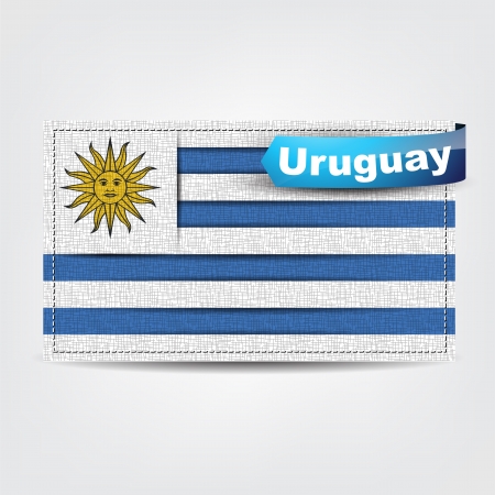 Fabric texture of the flag of Uruguay with a blue bow.のイラスト素材