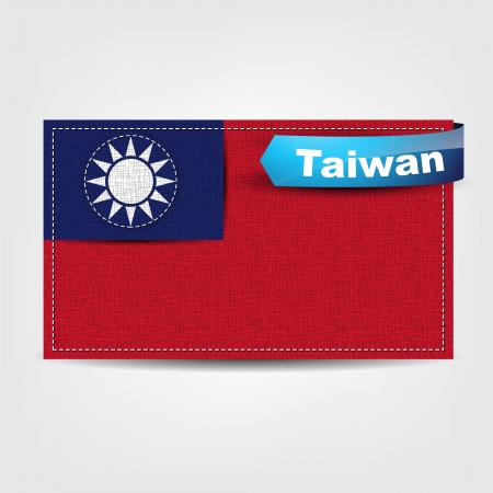 Fabric texture of the flag of Taiwan with a blue bow.のイラスト素材