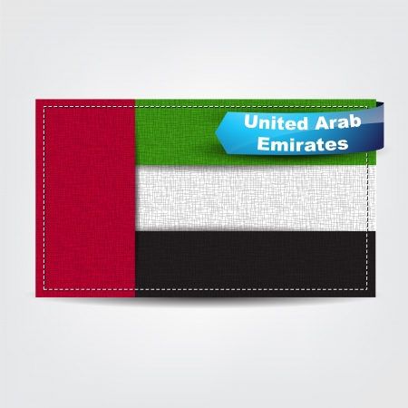 Fabric texture of the flag of United Arab Emirates with a blue bow.のイラスト素材