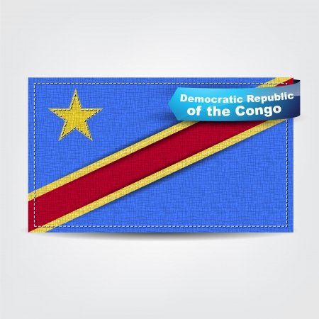Fabric texture of the flag of Democratic Republic of the Congo with a blue bow.のイラスト素材