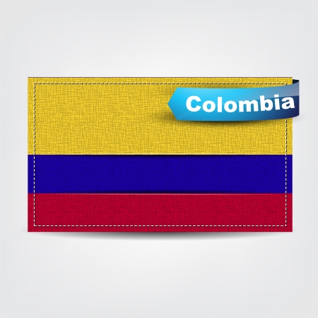 Fabric texture of the flag of Colombia with a blue bow.のイラスト素材