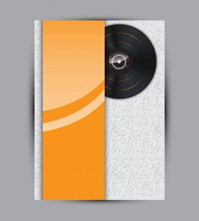 Abstract music background illustration for your design with space for text and one vivyl disk.のイラスト素材