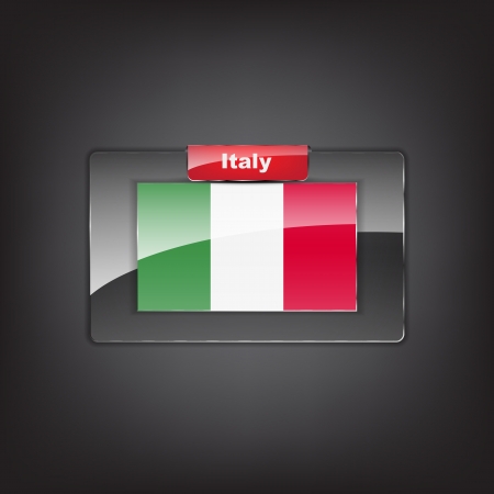 Glass button of the flag of Italy with a red bow.のイラスト素材