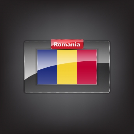 Glass button with the flag of Romania with a red bow.のイラスト素材