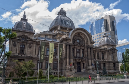 BUCHAREST-May 31: The CEC Palace on May 31, 2013 in Bucharest, Romania. Built in 1900 opposite the National Museum of Romanian History, now is the headquarters of the national savings bank C.E.C.のeditorial素材