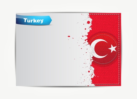 Stitched Turkey flag with grunge paper frame for your text with the name of the country.のイラスト素材