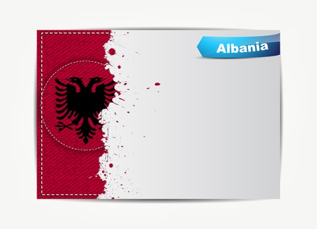 Stitched Albania flag with grunge paper frame for your text with the name of the country.のイラスト素材
